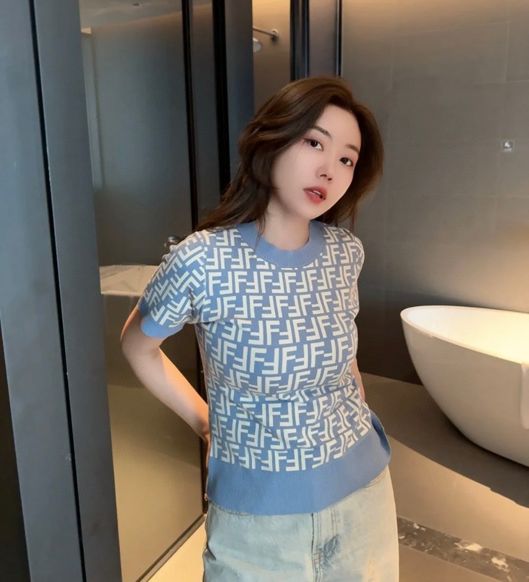 FENDI 펜디 FF 로고 코튼 니트 반팔 스웨터 8