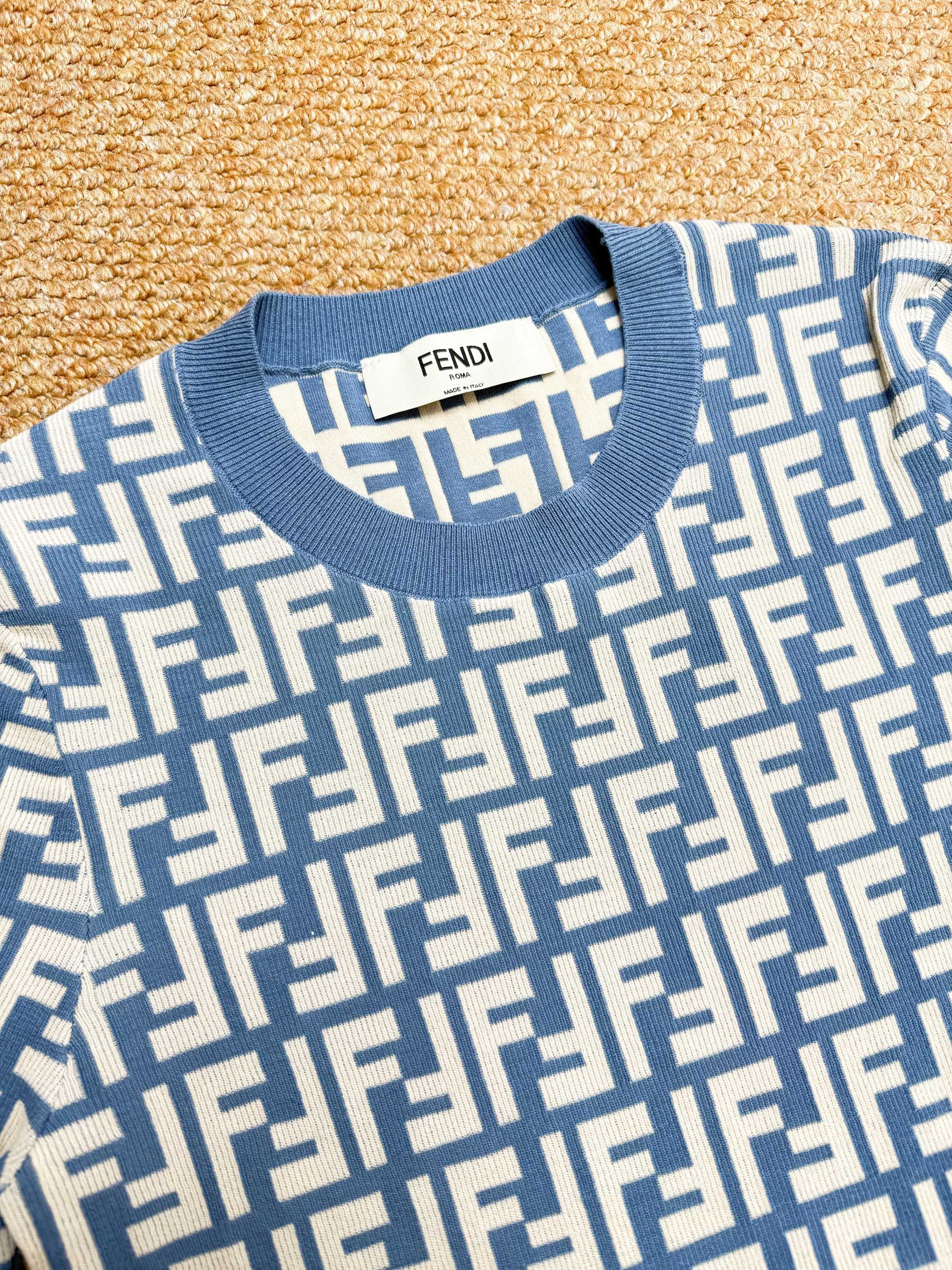 FENDI 펜디 FF 로고 코튼 니트 반팔 스웨터 16