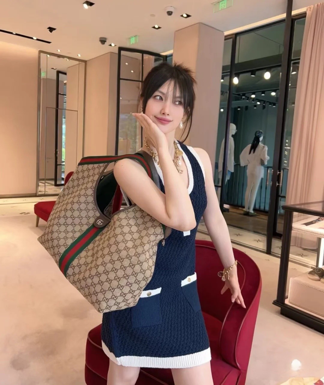 Gucci 구찌 배색 포켓 니트 원피스 8