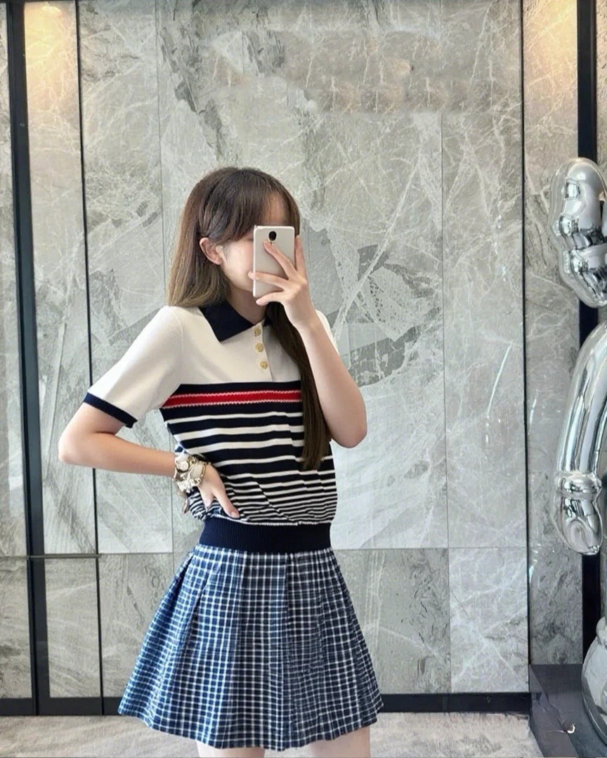 GUCCI 구찌 스트라이프 니트 폴로 반팔 여성용 4