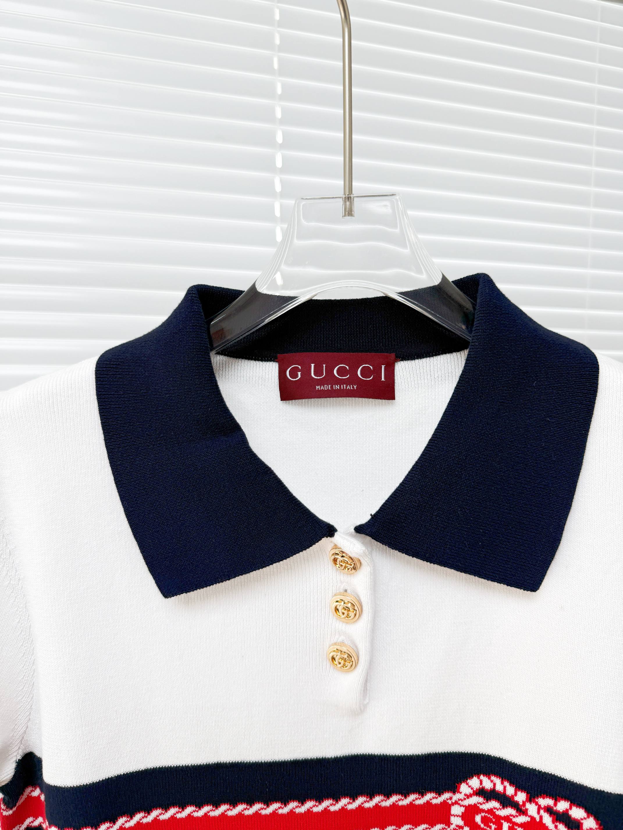 GUCCI 구찌 스트라이프 니트 폴로 반팔 여성용 15