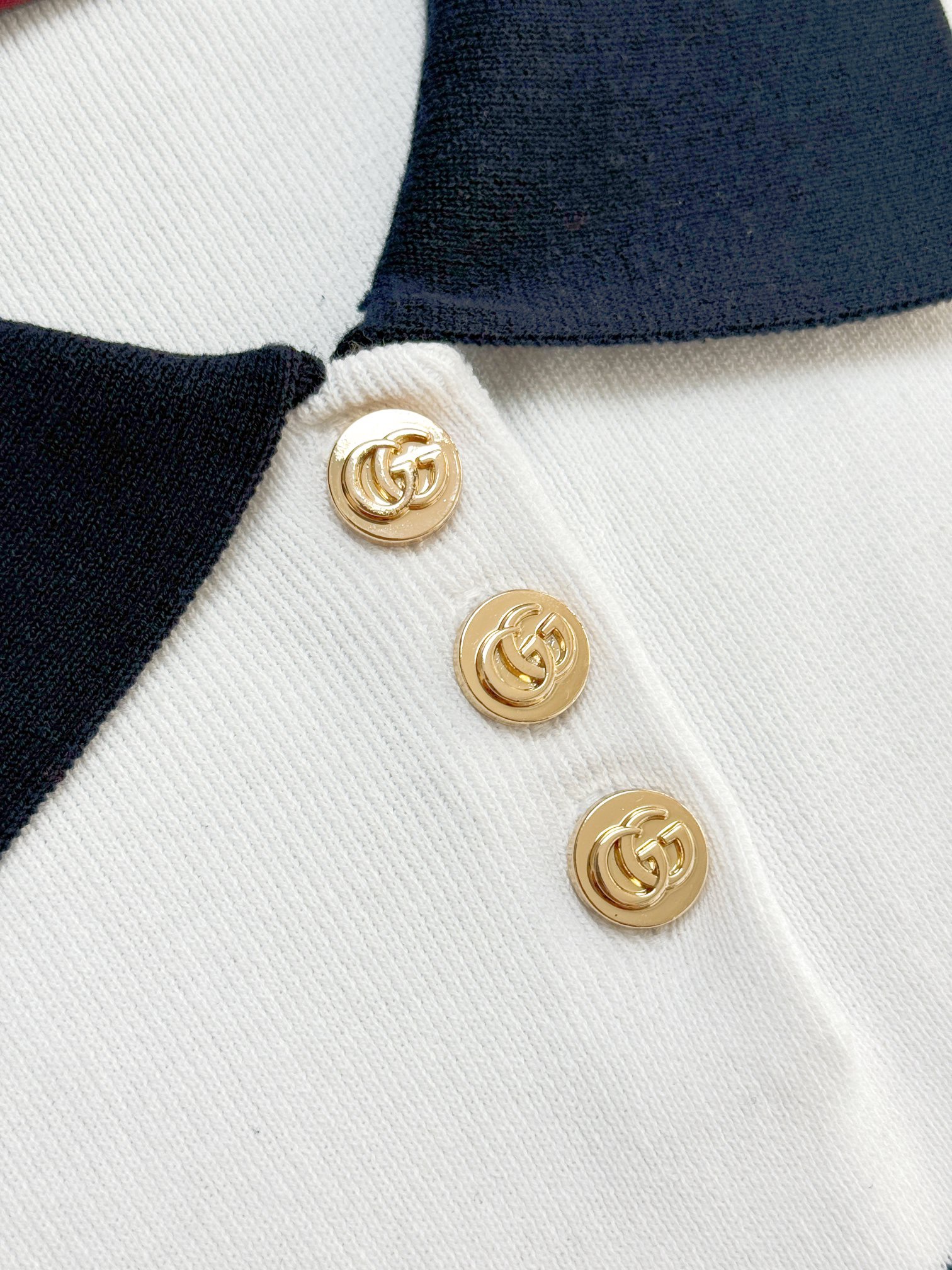 GUCCI 구찌 스트라이프 니트 폴로 반팔 여성용 17