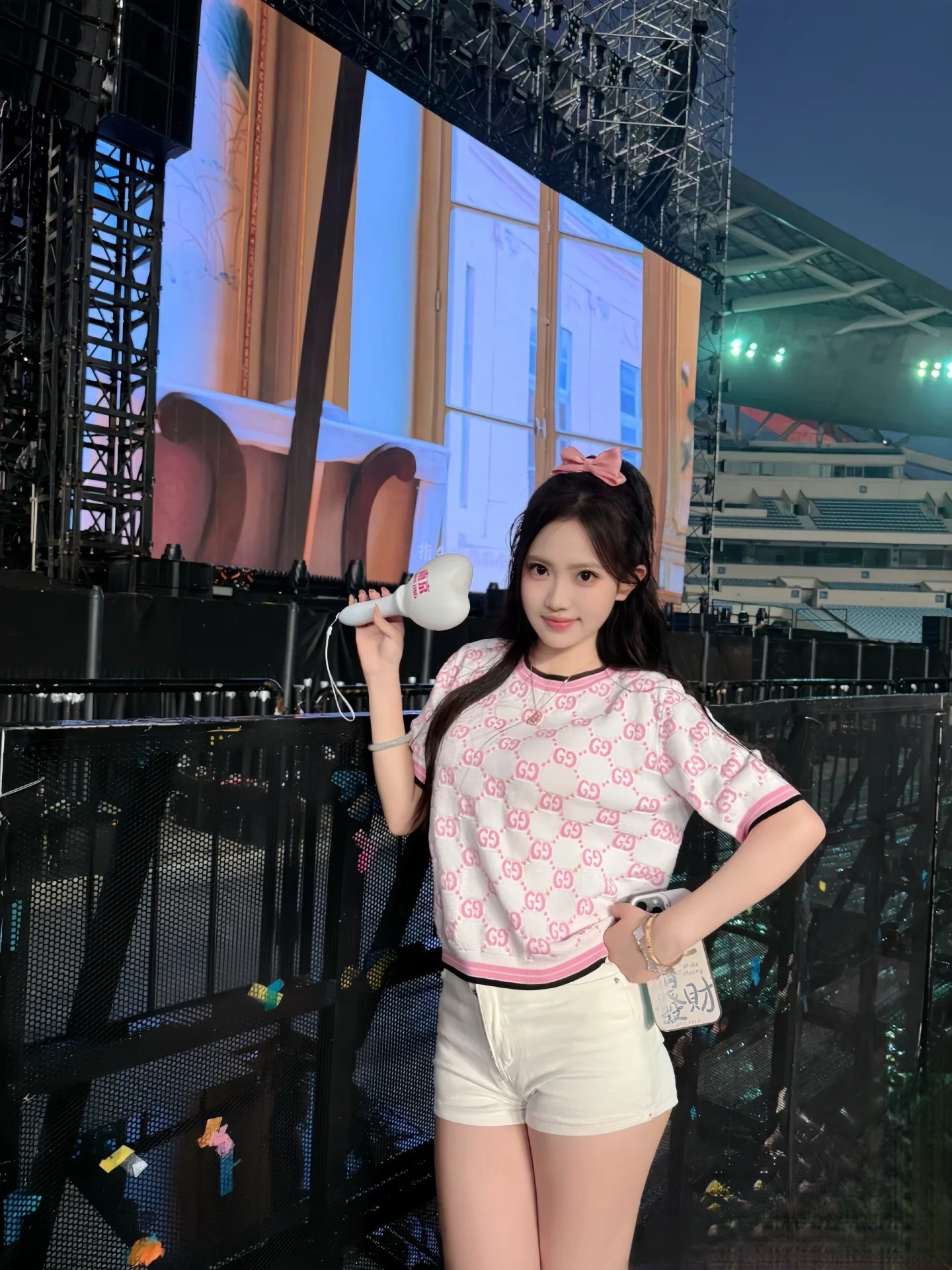 GUCCI 구찌 GG 모노그램 자가드 반팔 니트 탑 5