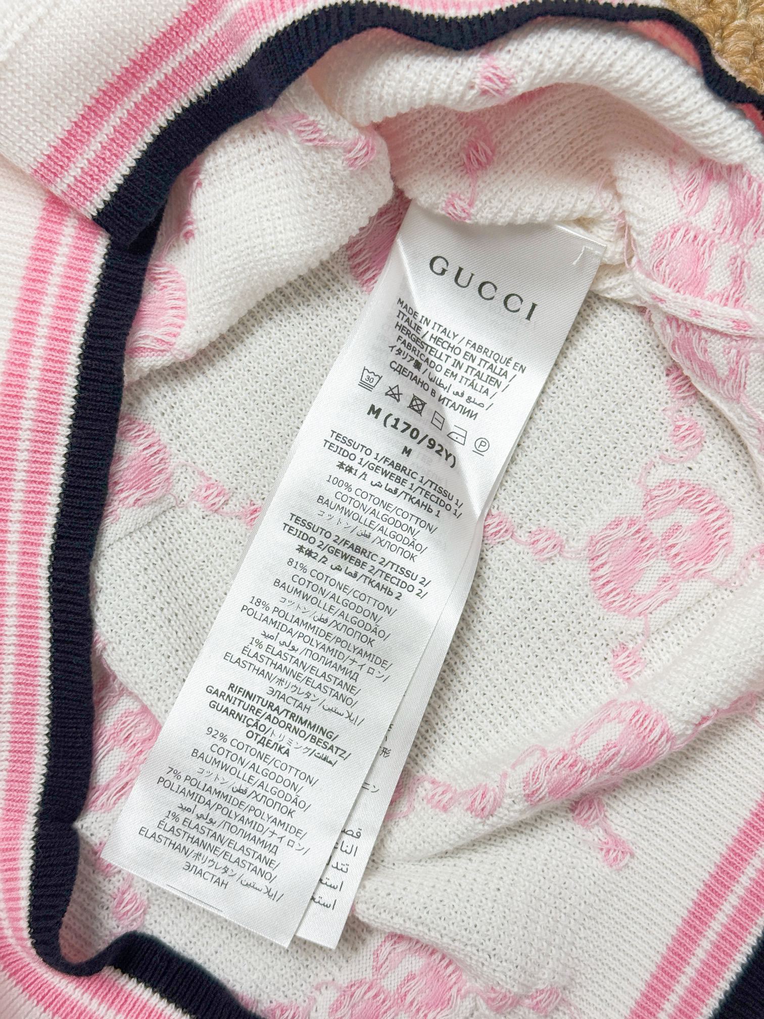 GUCCI 구찌 GG 모노그램 자가드 반팔 니트 탑 18