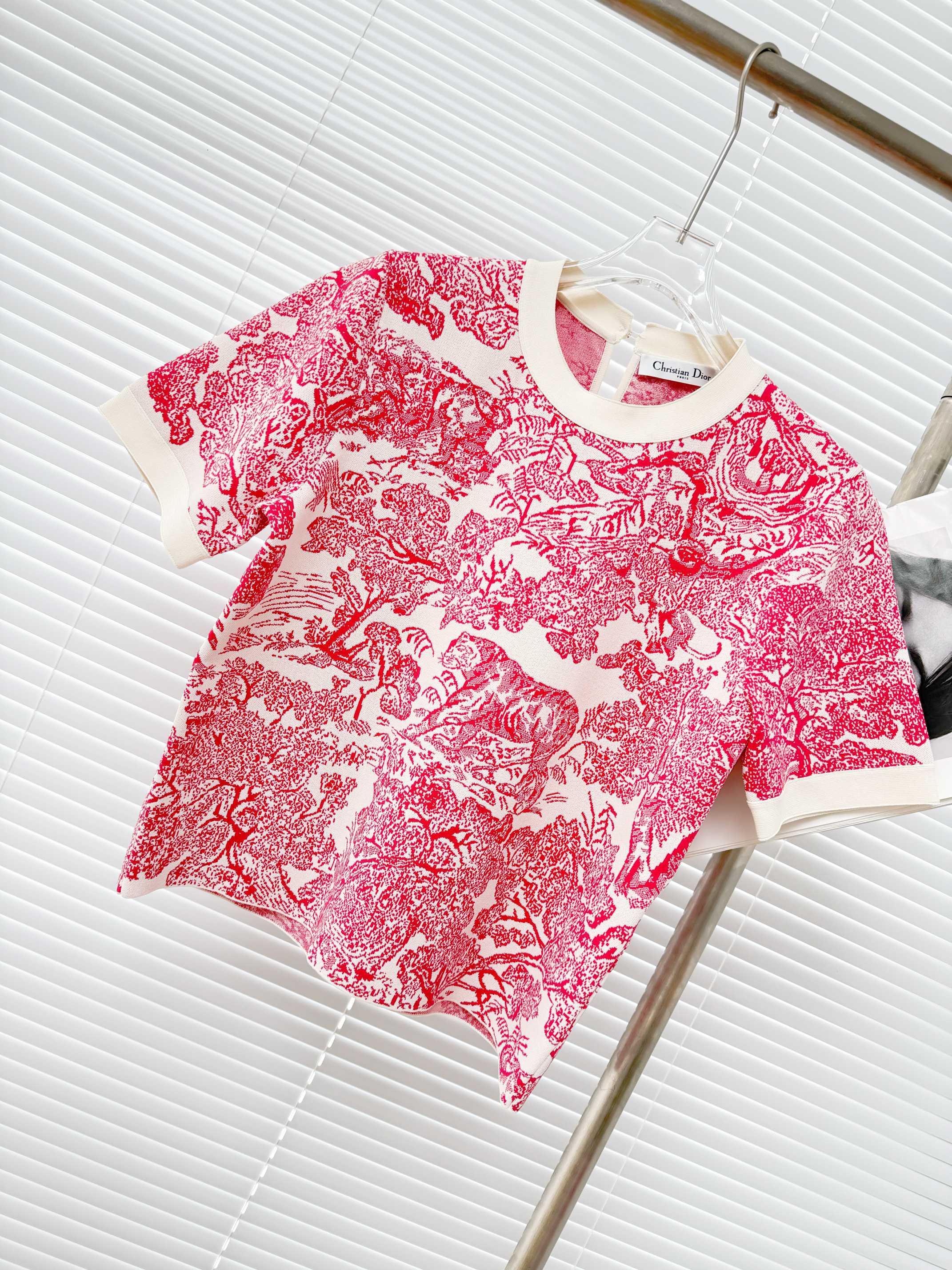 Dior 디올 ‘투알 드 주이’ 애니멀 자카드 반팔 니트 36