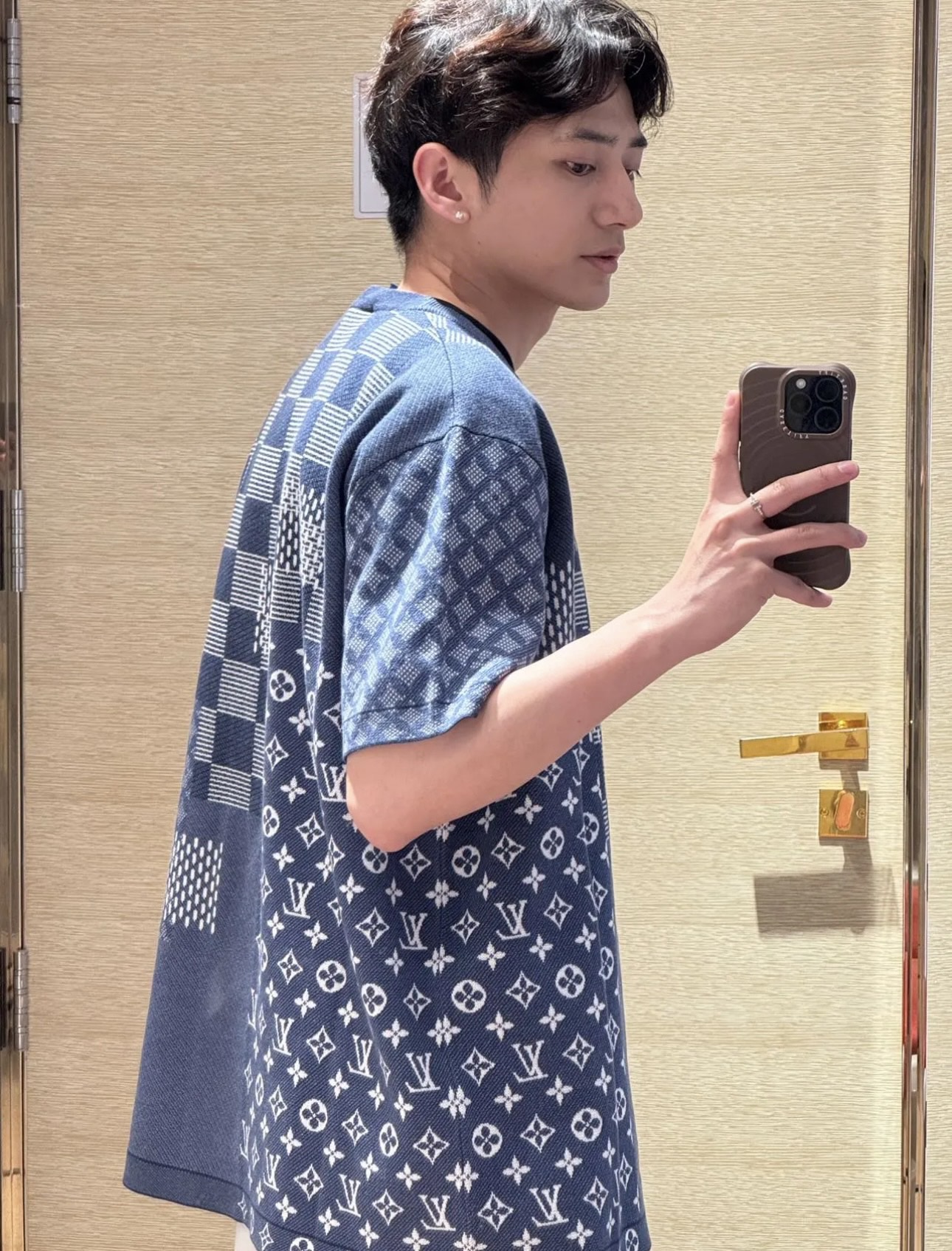 LOUIS VUITTON 루이비통 다미에 모노그램 패치워크 코튼 반팔 티셔츠 6