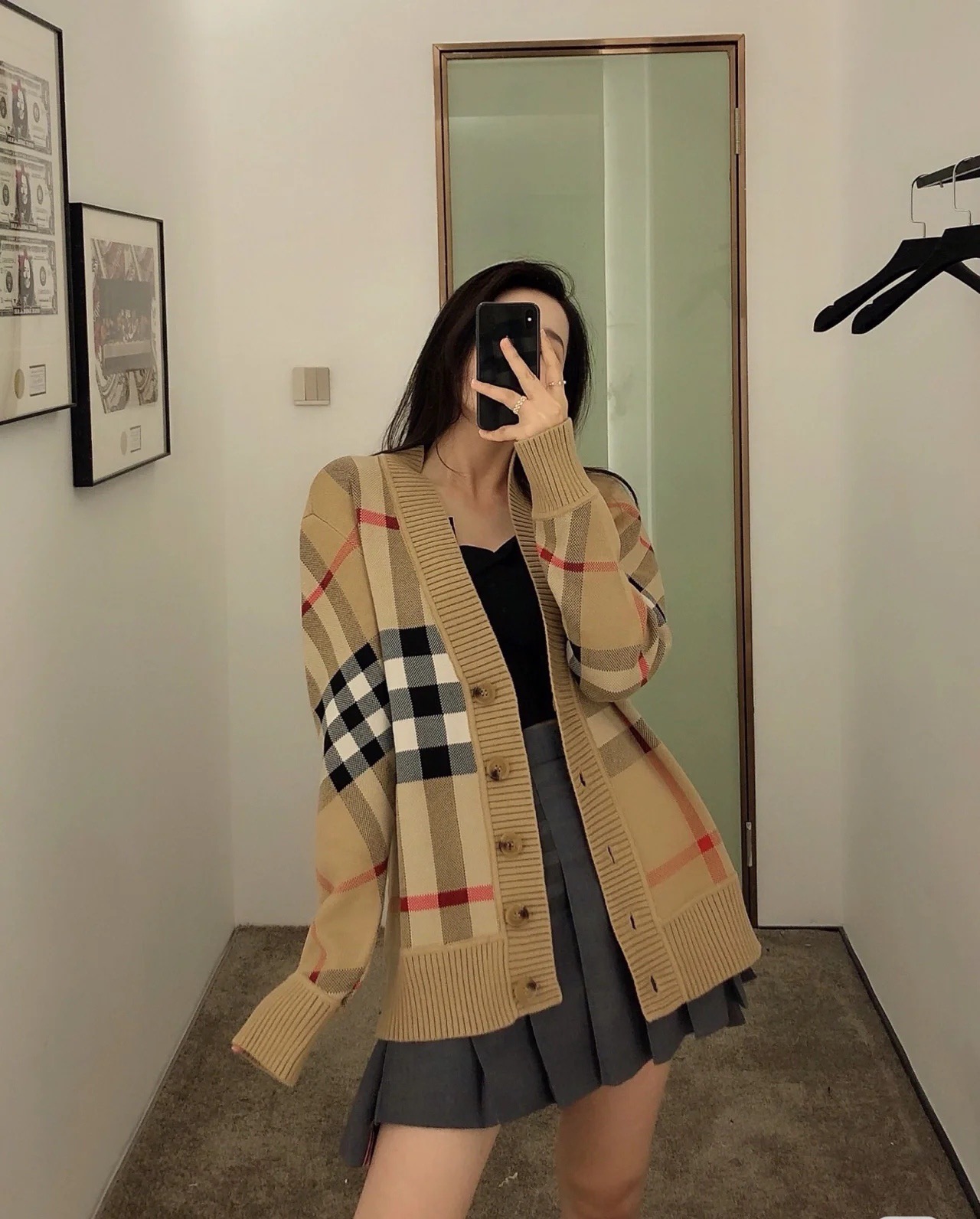 BURBERRY 버버리 체크 패턴 울 블렌드 오버사이즈 가디건 12