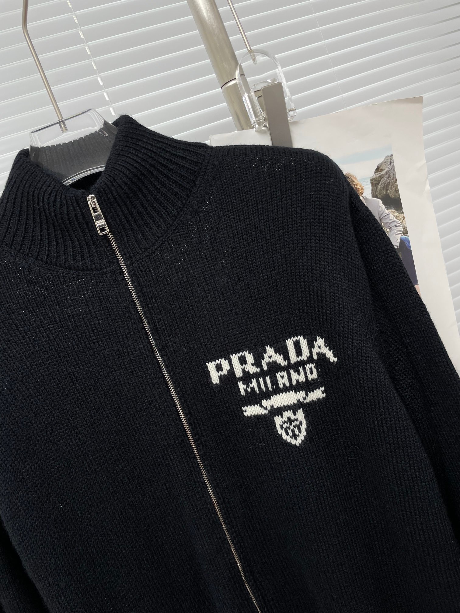 PRADA 프라다 울 혼방 집업 하이넥 니트 자켓 10