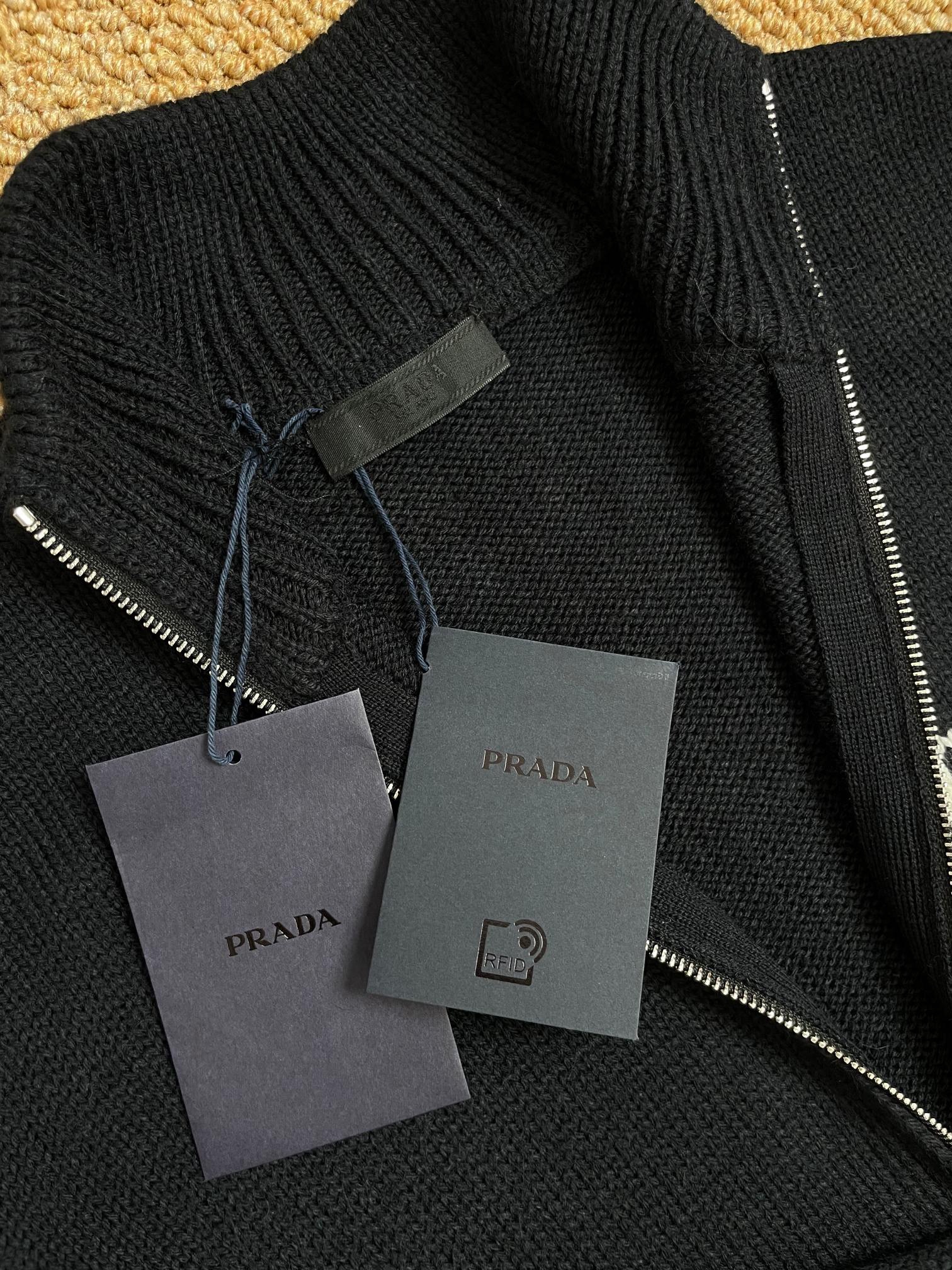 PRADA 프라다 울 혼방 집업 하이넥 니트 자켓 12