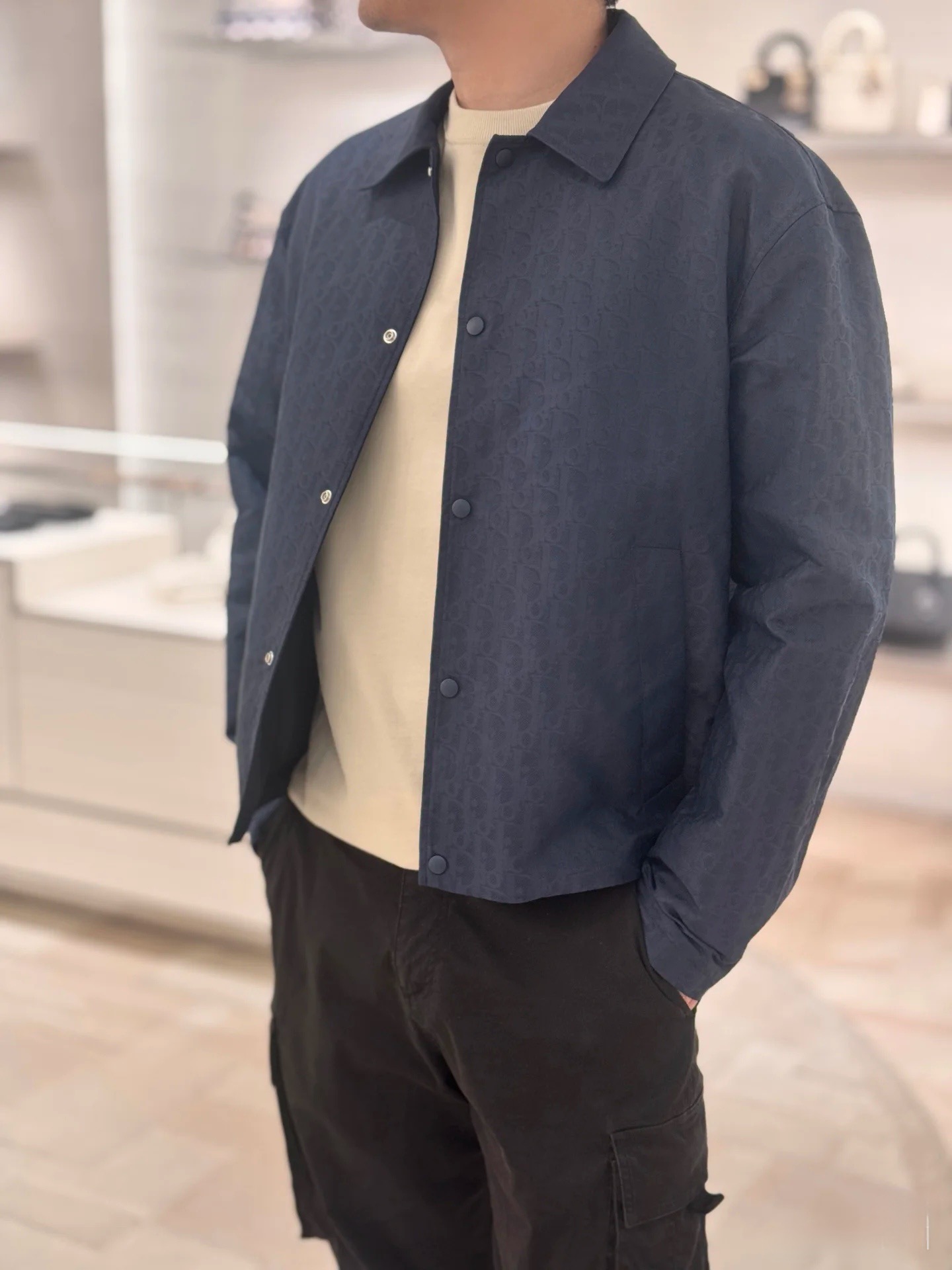 Dior 디올 25SS 오블리크 패턴 블루 테크 패브릭 자켓 4