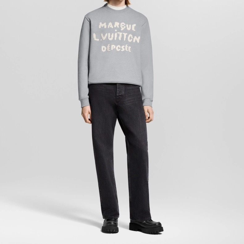LOUIS VUITTON 루이비통 마르끄 루이비통 뎁세 회색 자수 로고 맨투맨 4