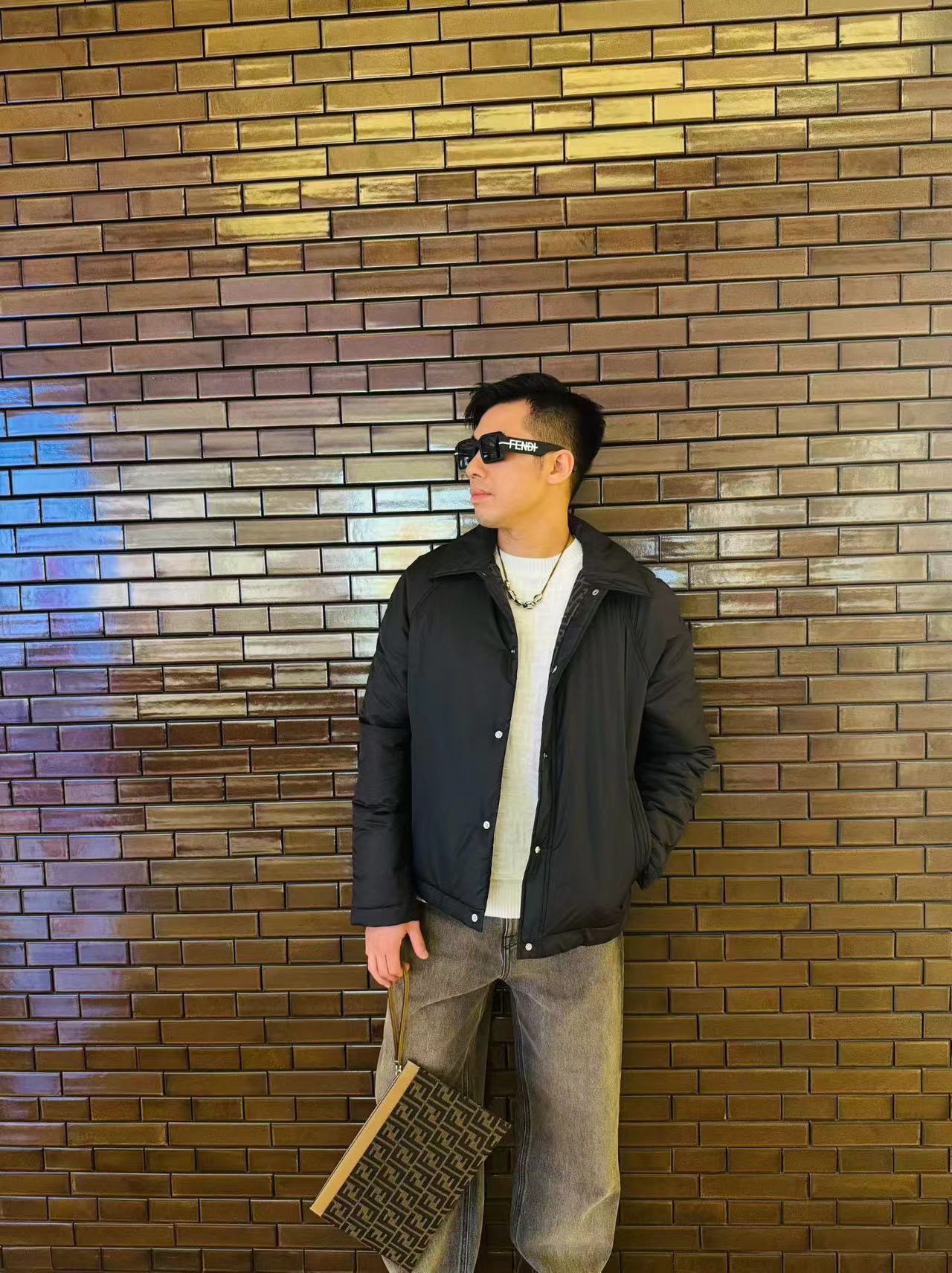 FENDI 펜디 FF 안감 디테일 블랙 와이드핏 자켓 6