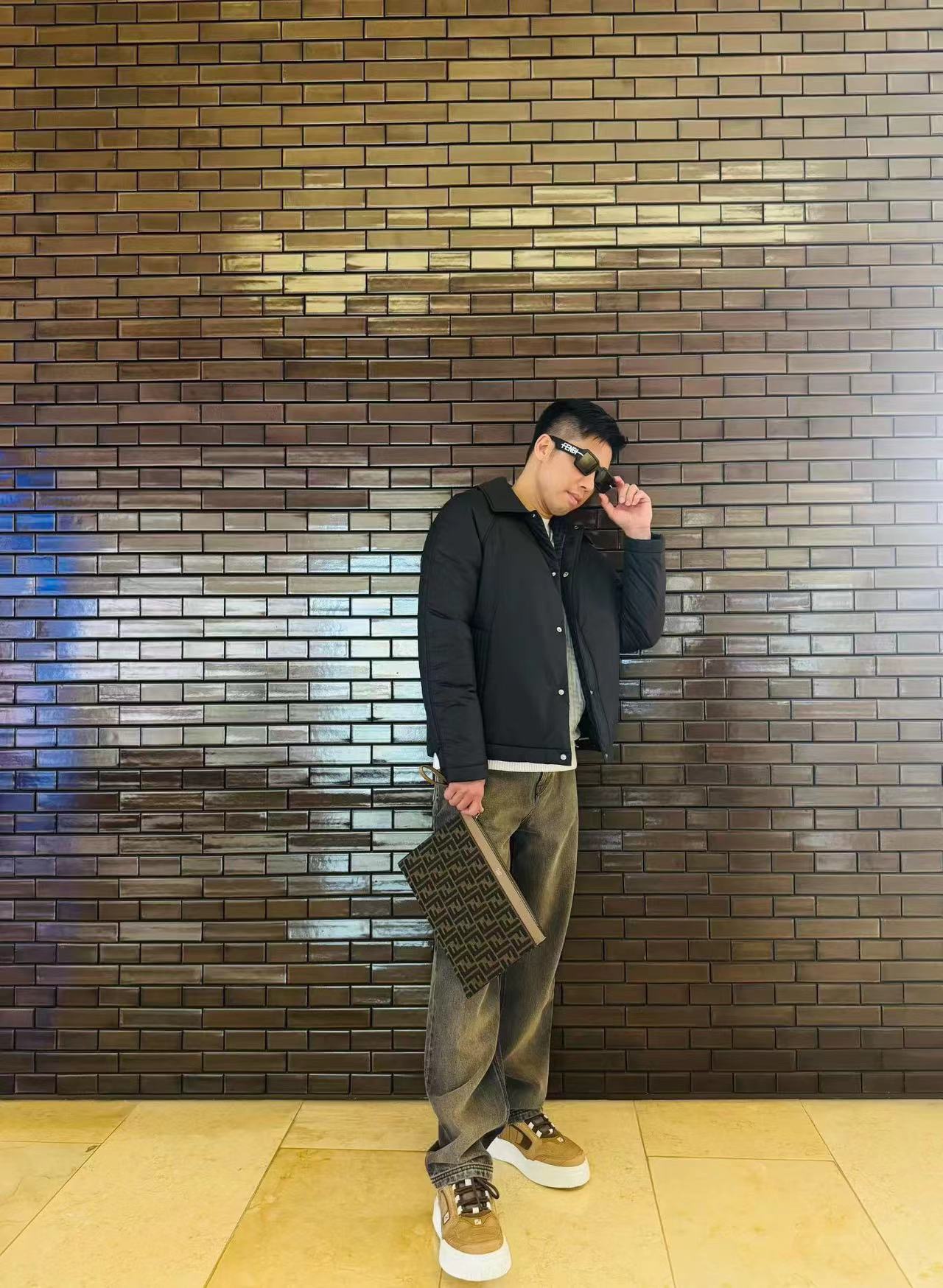 FENDI 펜디 FF 안감 디테일 블랙 와이드핏 자켓 7