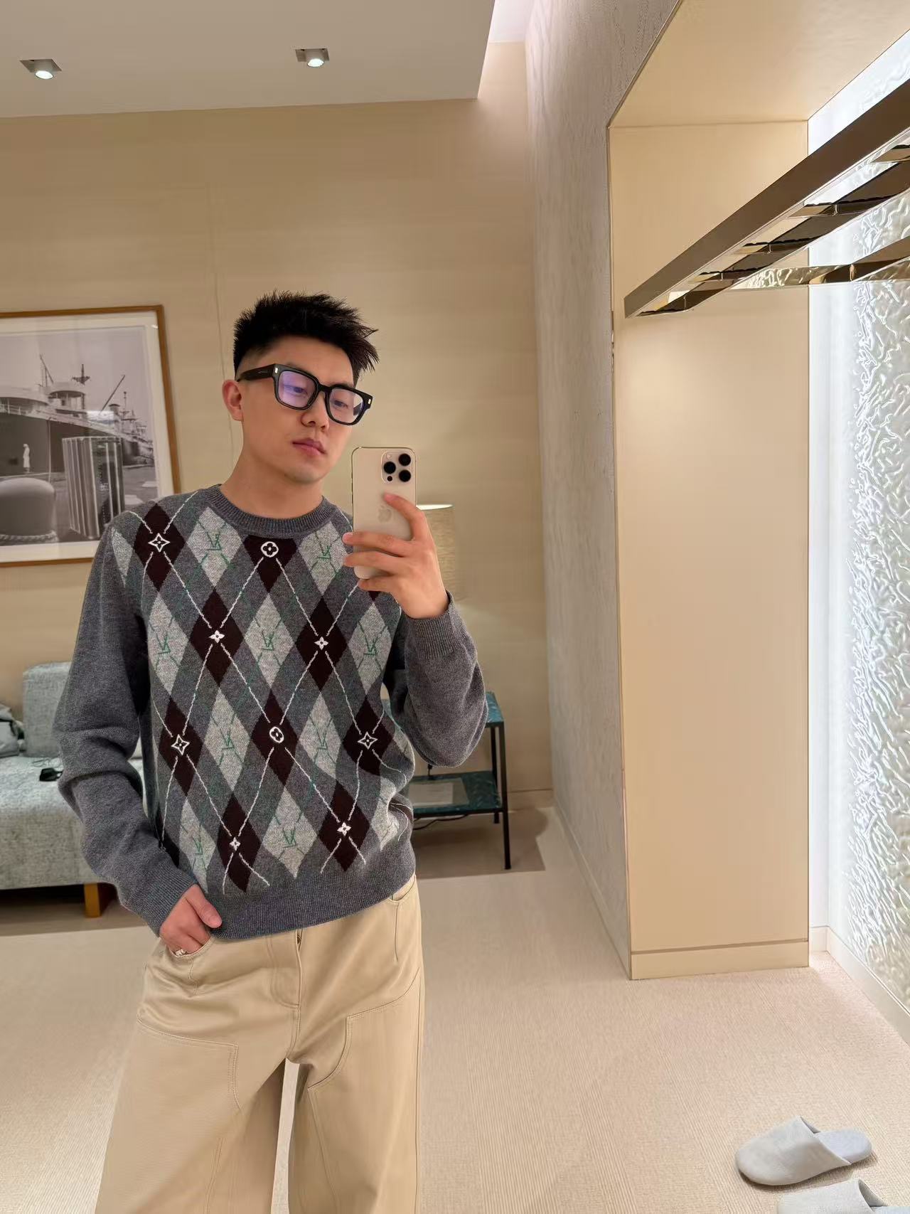 Louis Vuitton 루이비통 아가일 자카드 울 니트 스웨터 5