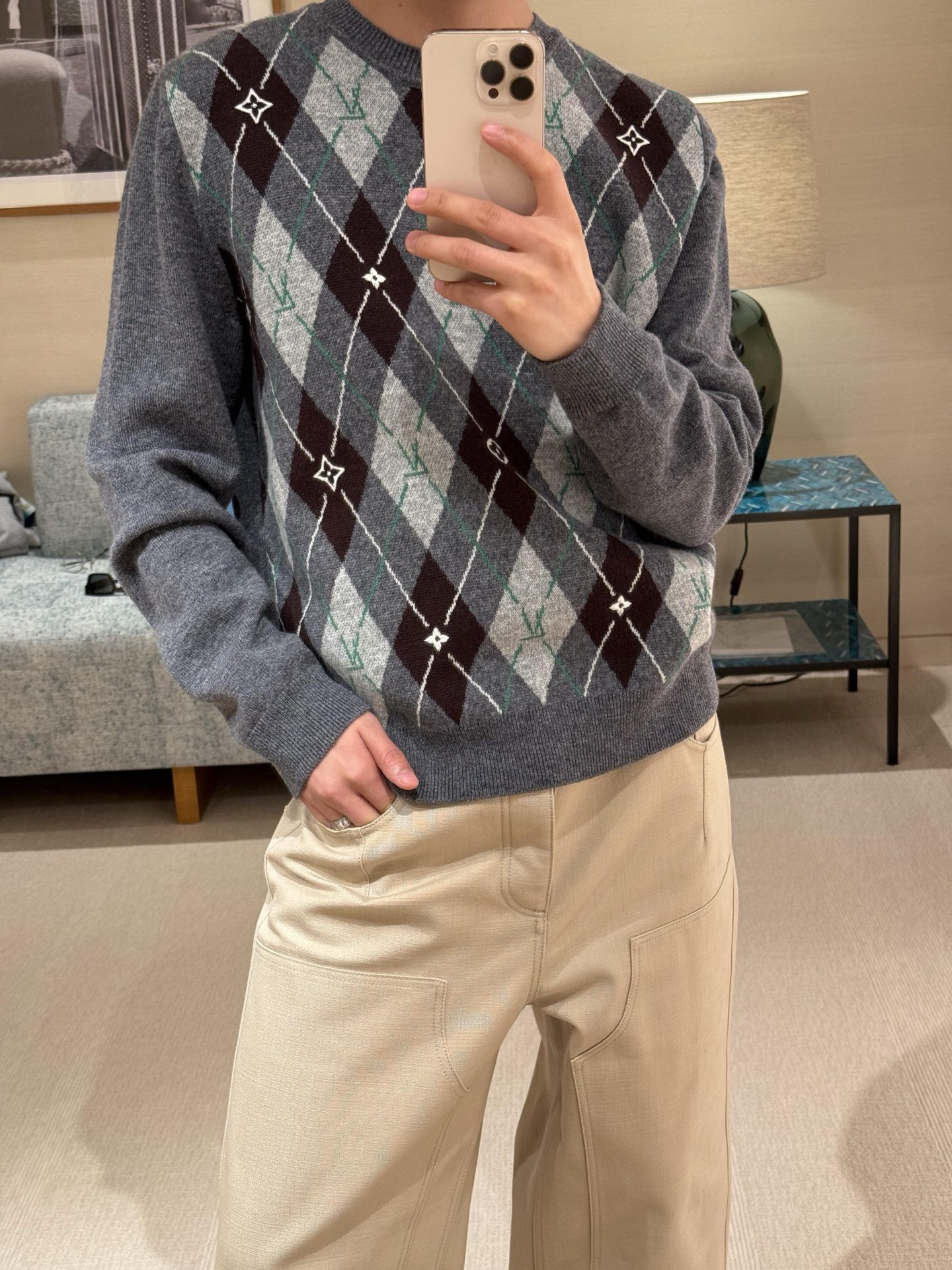Louis Vuitton 루이비통 아가일 자카드 울 니트 스웨터 8