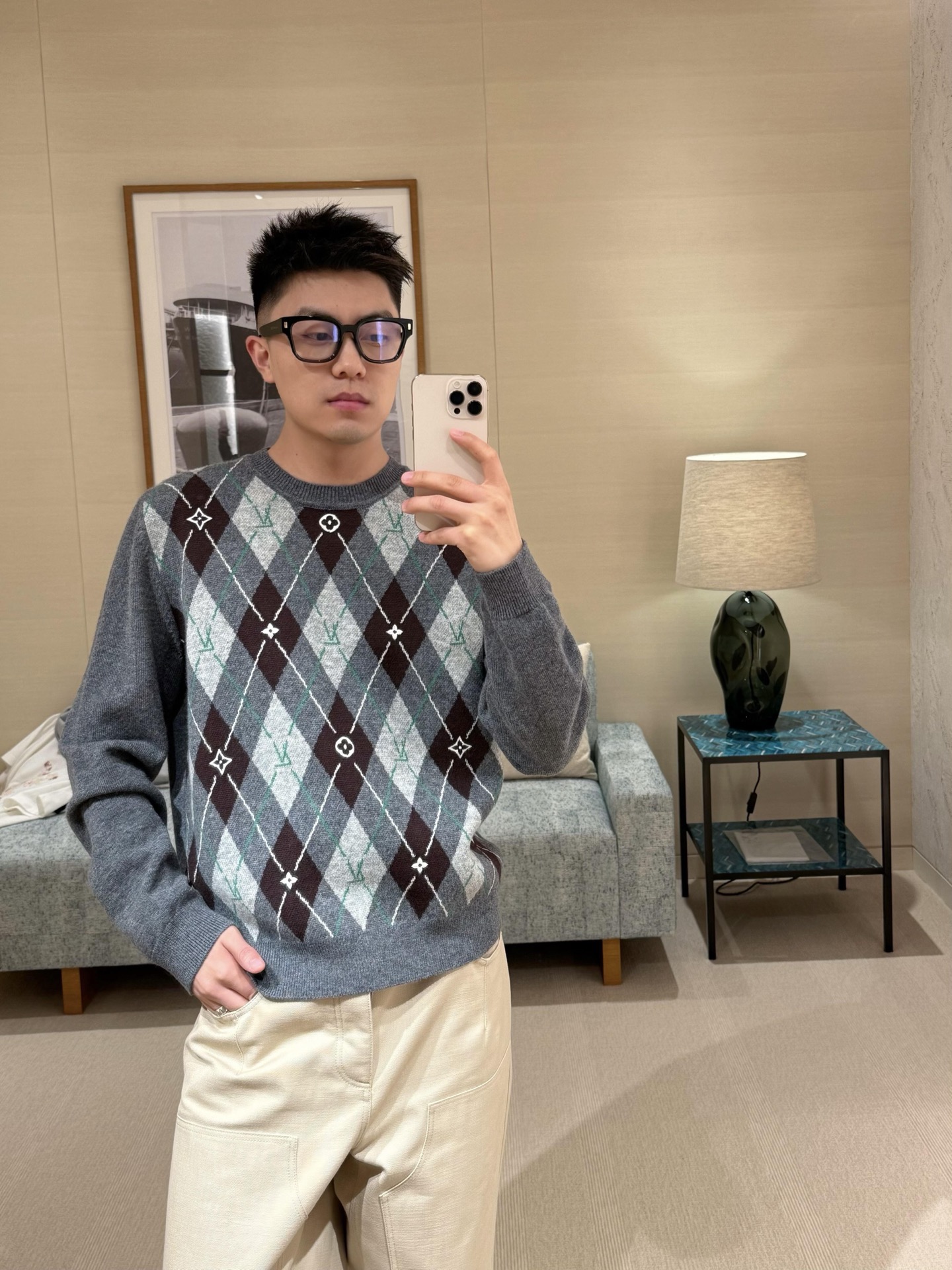 Louis Vuitton 루이비통 아가일 자카드 울 니트 스웨터 9