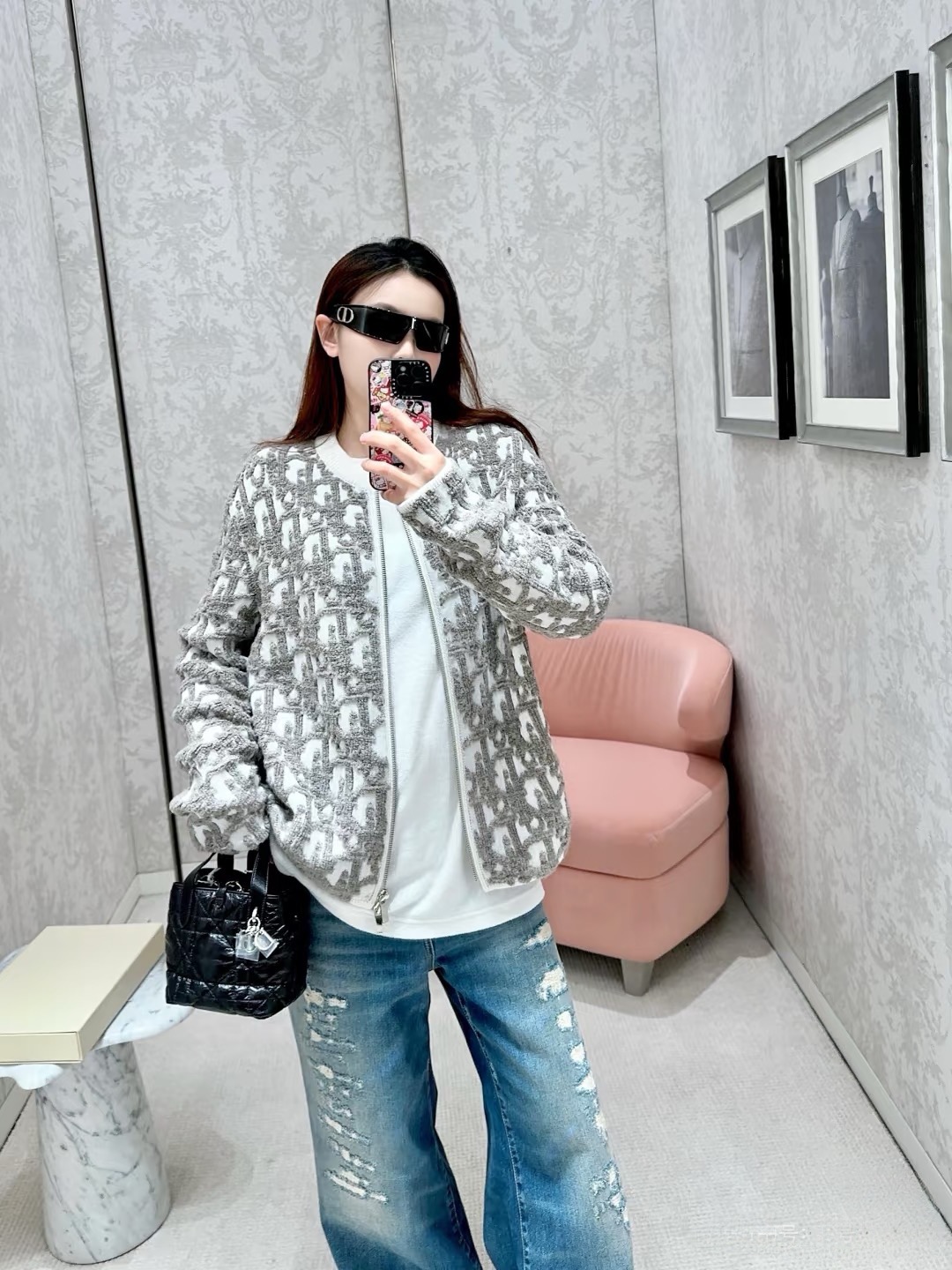 Dior 디올 오블리크 자카드 라운드 집업 가디건 3