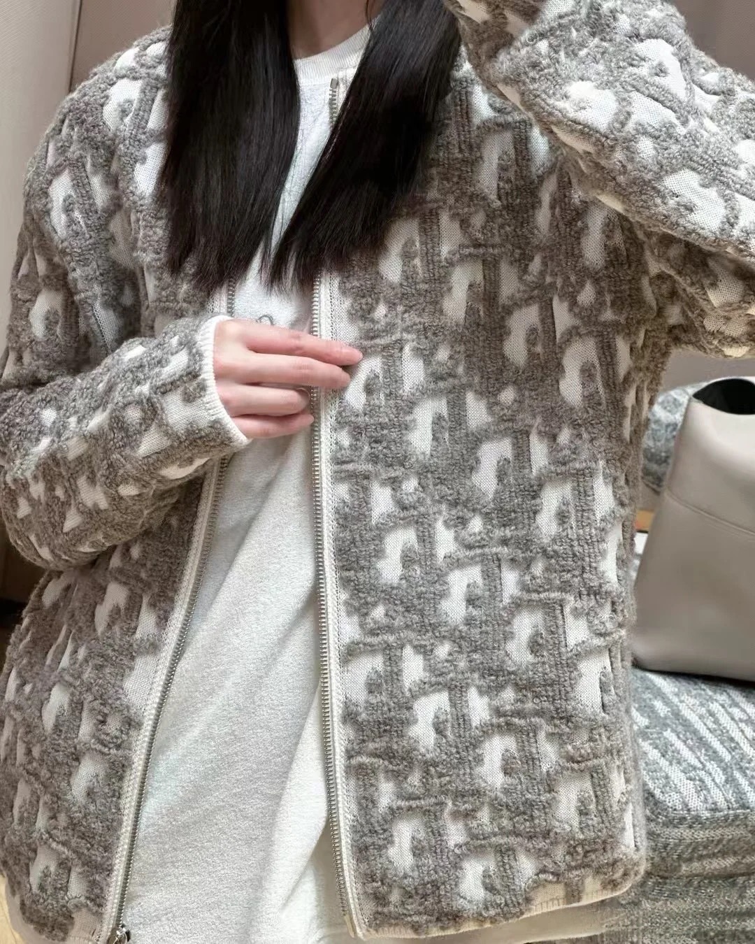 Dior 디올 오블리크 자카드 라운드 집업 가디건 4