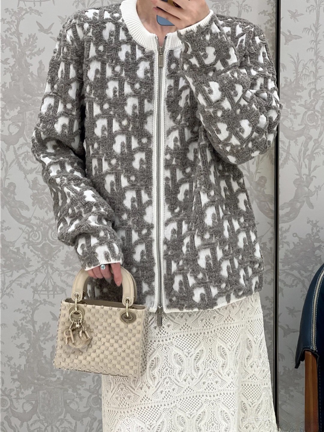 Dior 디올 오블리크 자카드 라운드 집업 가디건 9