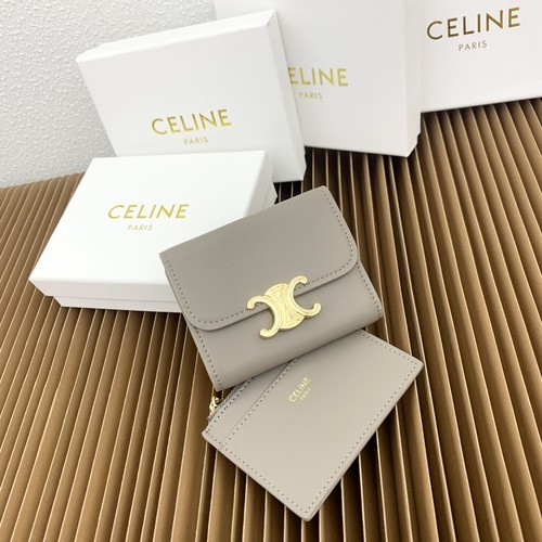 Celine Triomphe Canvas Small Wallet with Coin Pouch 셀린느 트리옹프 캔버스 스몰 지갑 16331 9.5cm