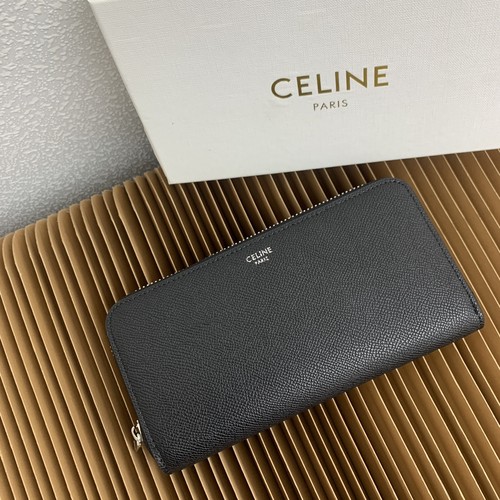 Celine Grained Calfskin Large Zipped Wallet 셀린느 그레인드 카프스킨 라지 지퍼 지갑 10552 19cm