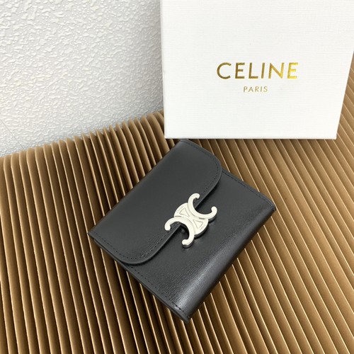 Celine Triomphe Small Flap Wallet in Glossy Lambskin 셀린느 트리옹프 글로시 램스킨 스몰 플랩 지갑 10783 10.5cm
