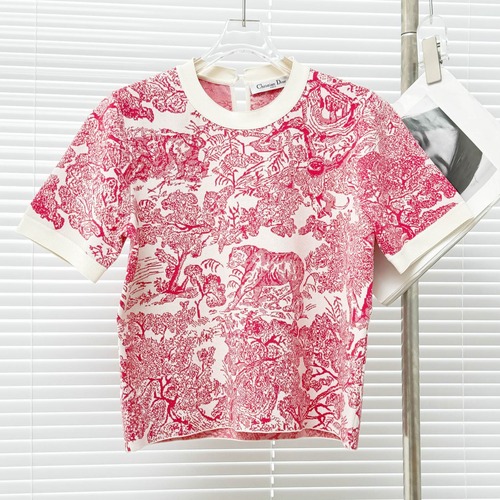 Dior 디올 ‘투알 드 주이’ 애니멀 자카드 반팔 니트