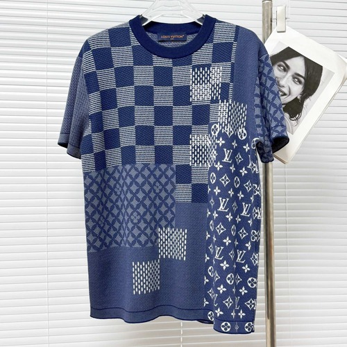 LOUIS VUITTON 루이비통 다미에 모노그램 패치워크 코튼 반팔 티셔츠