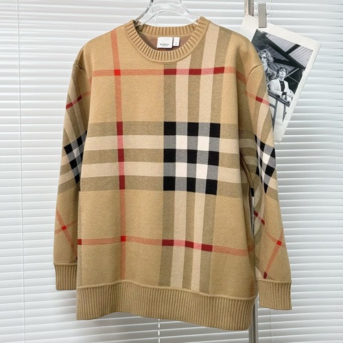 BURBERRY 버버리 클래식 체크 오버핏 라운드 니트 스웨터