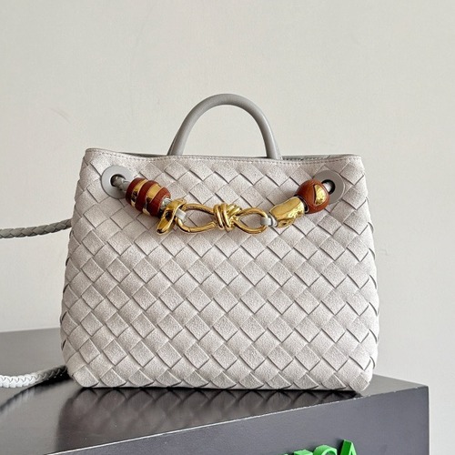 Bottega Veneta 보테가베네타 Andiamo 안디아모 인트레치아토 토트백 반쇠银灰 25CM