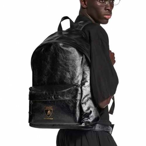 Balenciaga 발렌시아가 x Automobili Lamborghini 람보르기니 콜라보 블랙 레더 백팩 35CM