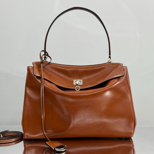 BALENCIAGA 발렌시아가 RODEO 브라운 레더 토트백 22CM