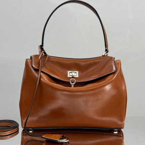 BALENCIAGA 발렌시아가 RODEO 브라운 레더 토트백 22CM