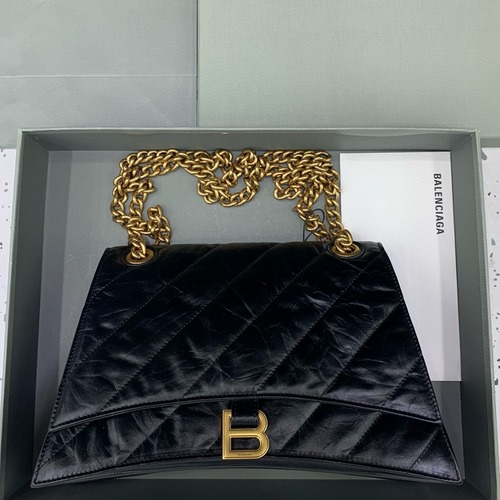 Balenciaga 발렌시아가 크러쉬 오일레더 블랙 골드체인 백 31CM