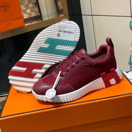 HERMES 에르메스 H 플라이 니트 레더 스니커즈