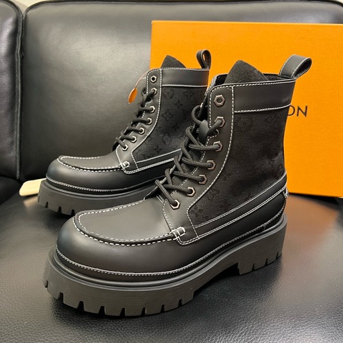 Louis Vuitton 루이비통 모노그램 블랙 레더 플랫폼 컴뱃 부츠