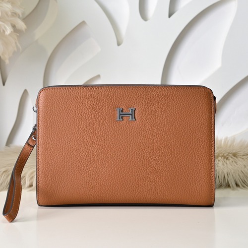 Hermes 에르메스 남성 가죽 H 로고 클러치백 28CM