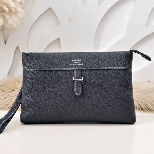 Hermes 에르메스 남성 가죽 클러치백 스트랩 파우치 28CM