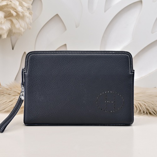 Hermes 에르메스 펀칭 H 로고 남성 소가죽 클러치백 26CM