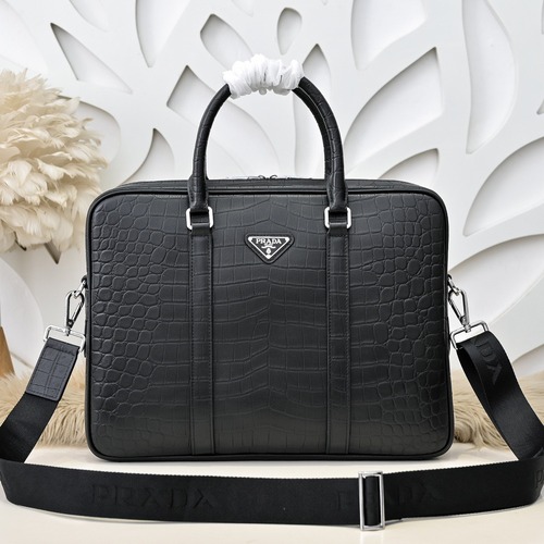 Prada 프라다 크로커다일 엠보 남성 브리프케이스 토트백 38CM