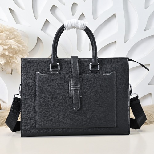 Hermes 에르메스 남성 토트 브리프케이스 블랙 가죽 38CM