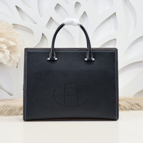 Hermes 에르메스 남성 토트백 블랙 레더 브리프케이스 38CM