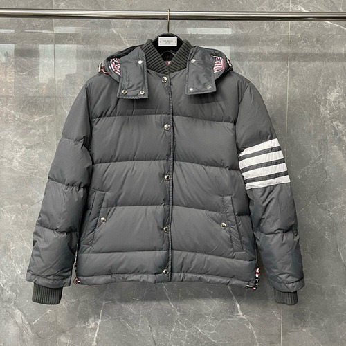 Thom Browne 톰브라운 클래식 사선완장 후드 다운 패딩 재킷