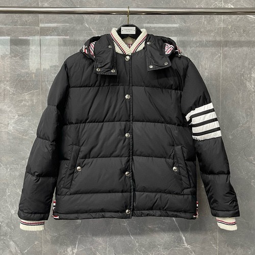 Thom Browne 톰브라운 클래식 사선완장 후드 다운 패딩 재킷
