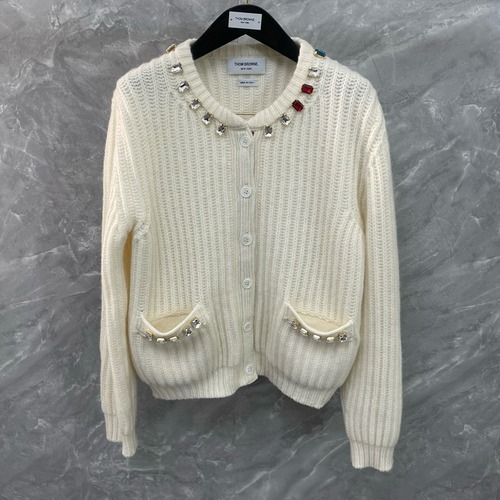 Thom Browne 톰브라운 크리스털 장식 울 니트 가디건
