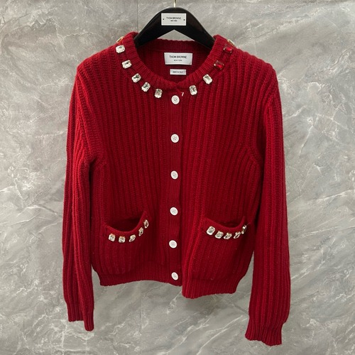 Thom Browne 톰브라운 크리스털 장식 울 니트 가디건