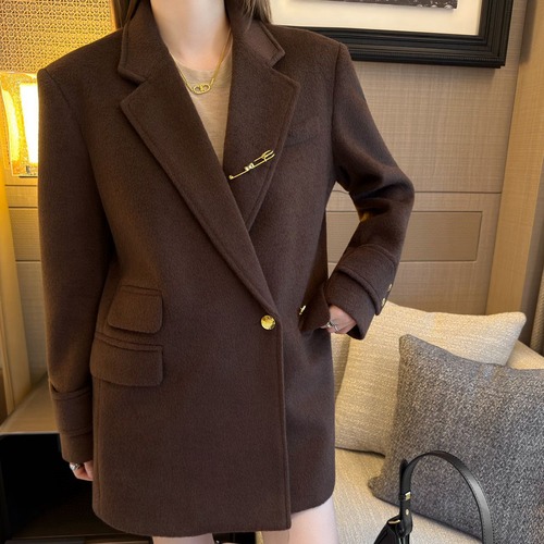 Celine 셀린느 브라운 울 혼방 골드 버튼 테일러드 자켓