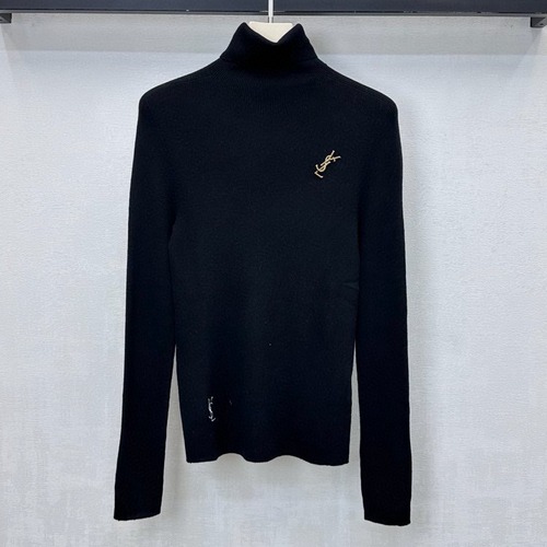 Saint Laurent 여성 하이넥 로고 니트 풀오버