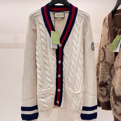 Gucci 구찌 케이블 니트 배색 가디건