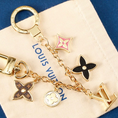 Louis Vuitton 루이비통 모노그램 플라워 골드 체인 키링
